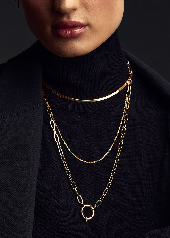 18k Gold Vermeil Herringbone Chain Necklace