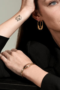 Anneaux 18k Gold Vermeil Garnet Bangle Bracelet
