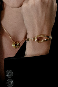 Anneaux 18k Gold Vermeil Garnet Bangle Bracelet