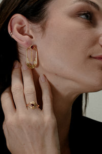 Anneaux 18k Gold Vermeil Garnet Drop Earrings