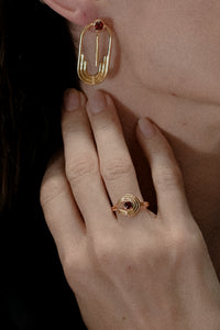 Anneaux 18k Gold Vermeil Garnet Ring