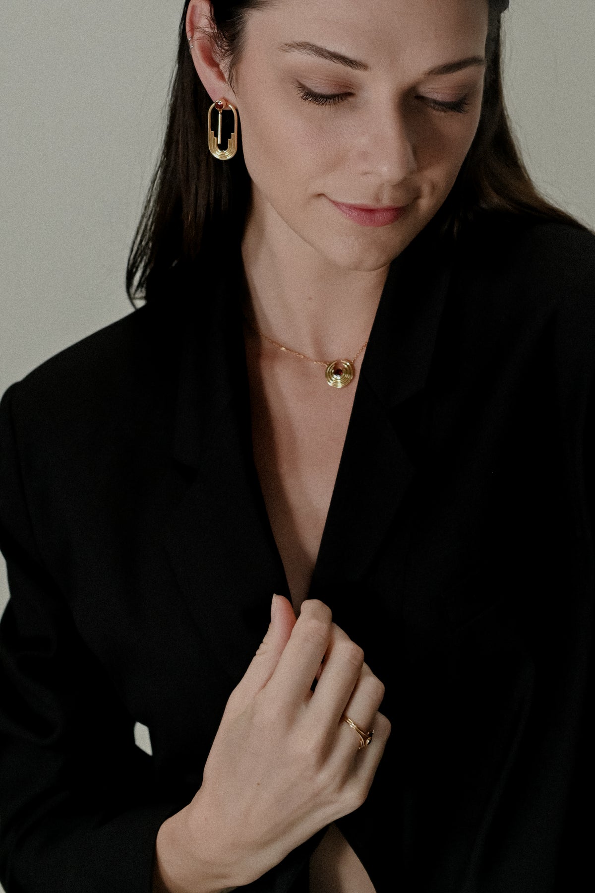 Anneaux 18k Gold Vermeil Garnet Ring
