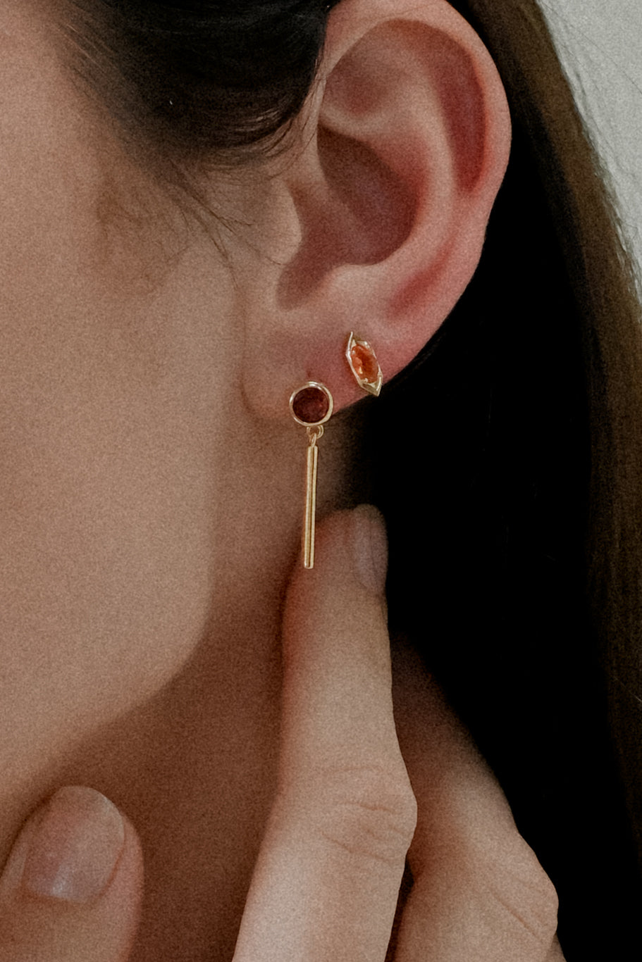 Anneaux 18k Gold Vermeil Garnet Drop Earrings