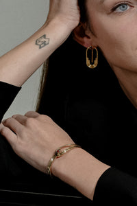 Anneaux 18k Gold Vermeil Garnet Bangle Bracelet