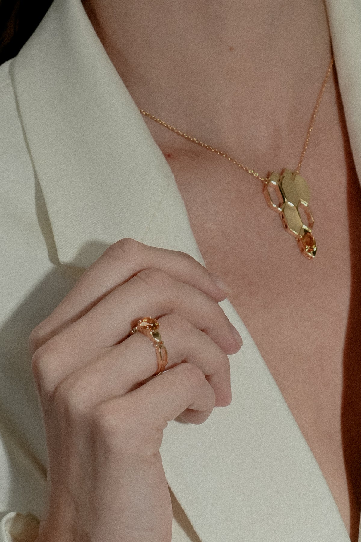 Formes Hexagone 18k Gold Vermeil Citrine Ring
