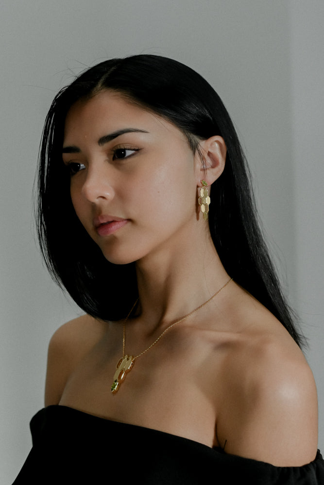 Formes Hexagone 18k Gold Vermeil Peridot Charm Necklace