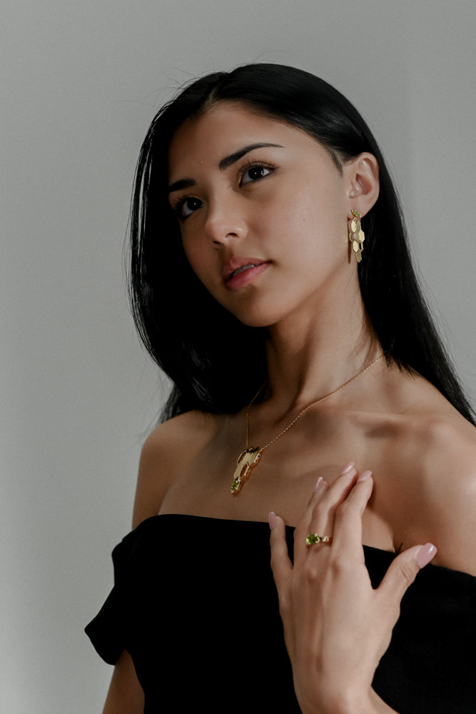 Formes Hexagone 18k Gold Vermeil Peridot Ring
