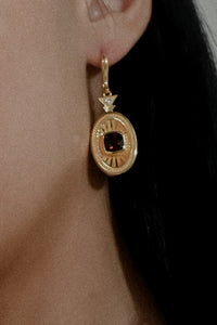 Rayons de Lumière 18k Gold Vermeil Garnet Drop Earrings