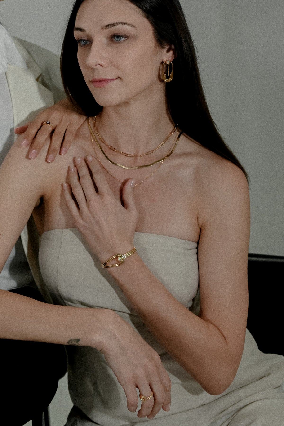 Anneaux 18k Gold Vermeil Opal Bangle Bracelet