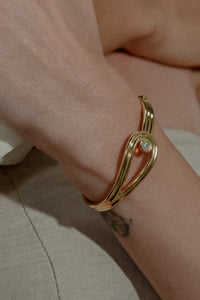 Anneaux 18k Gold Vermeil Opal Bangle Bracelet