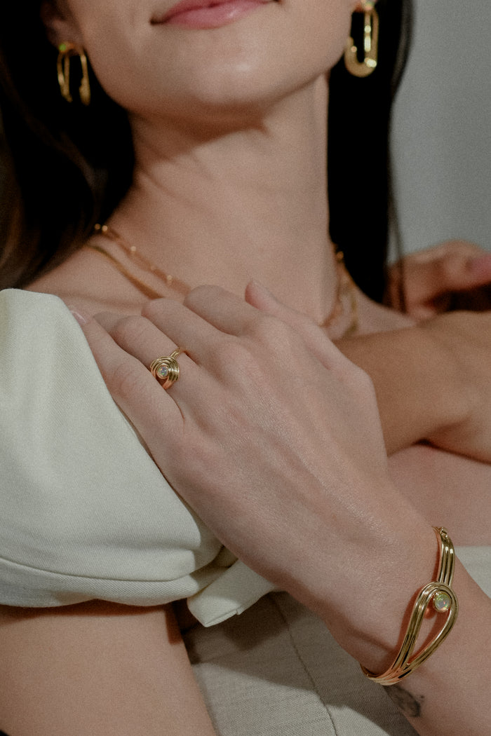 Anneaux 18k Gold Vermeil Opal Ring