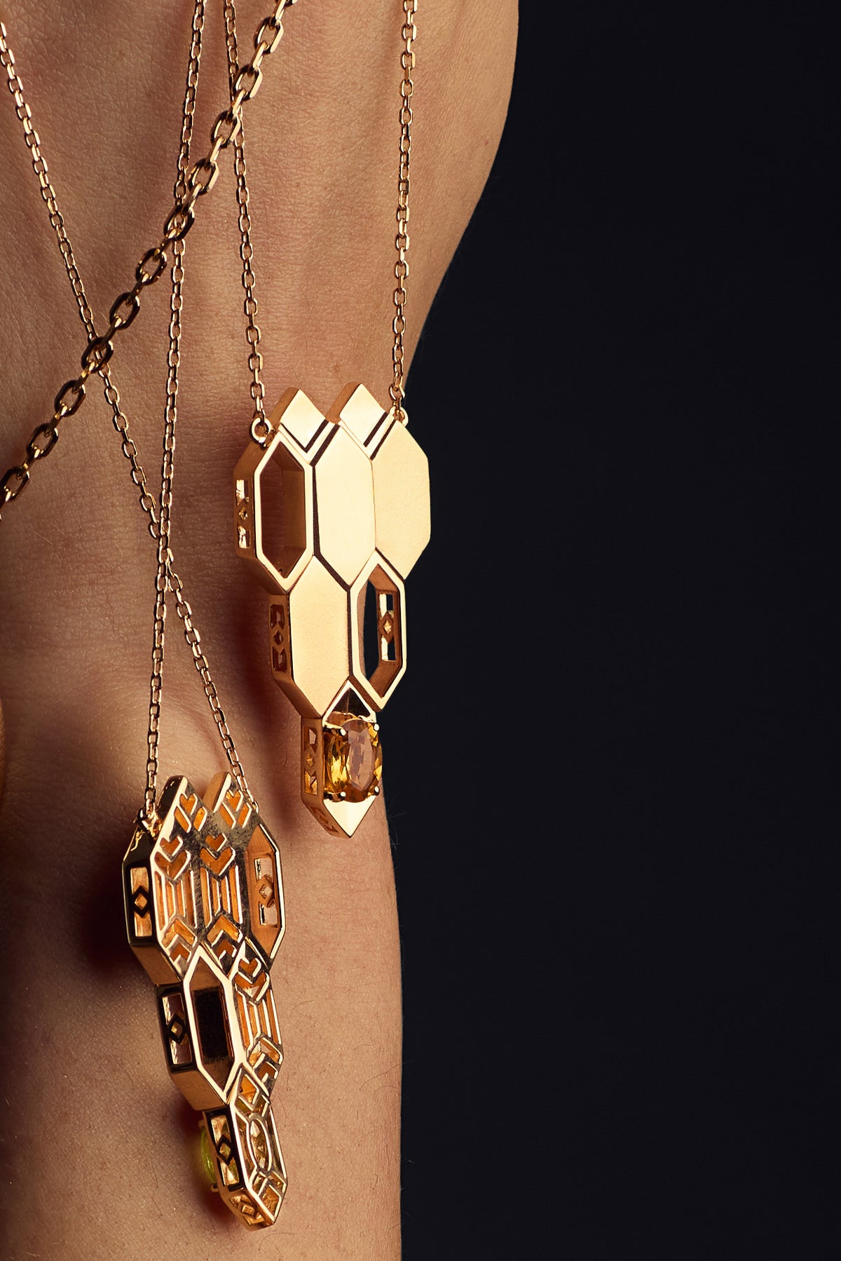 Formes Hexagone 18k Gold Vermeil Citrine Charm Necklace