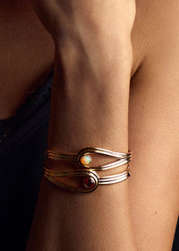 Anneaux 18k Gold Vermeil Opal Bangle Bracelet