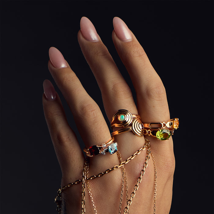 Formes Hexagone 18k Gold Vermeil Peridot Ring