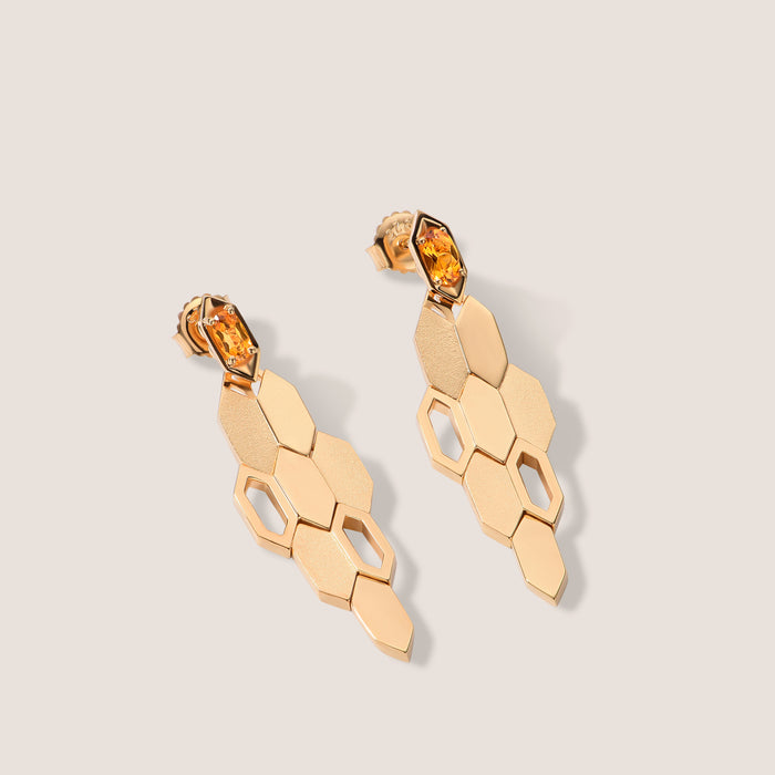 Formes Hexagone Citrine Drop Earrings