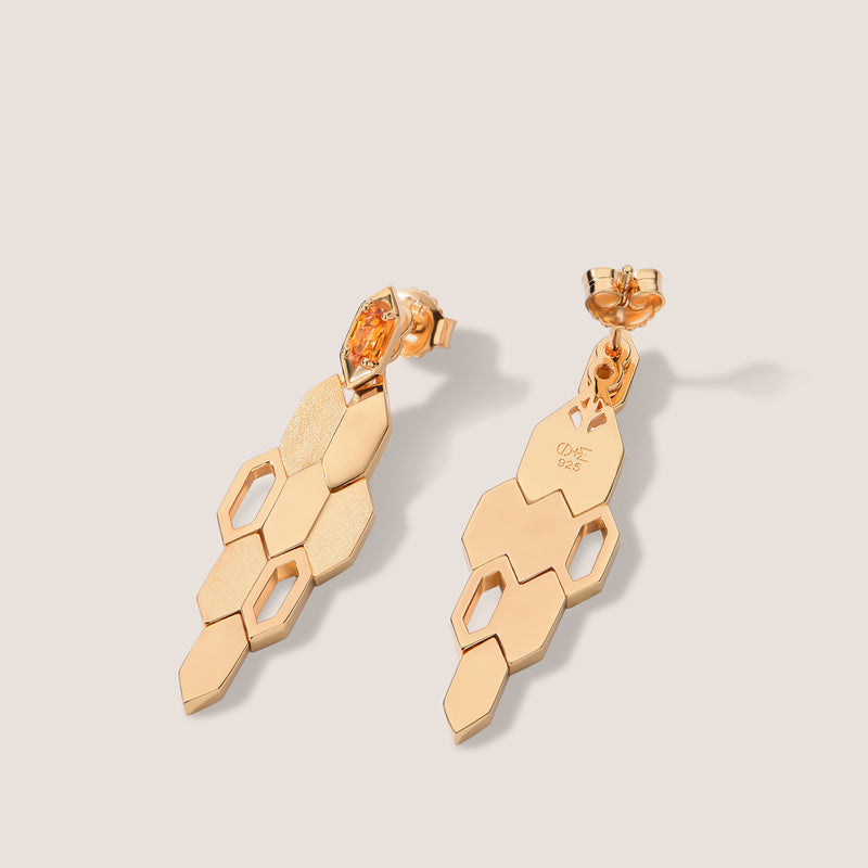 Formes Hexagone Citrine Drop Earrings