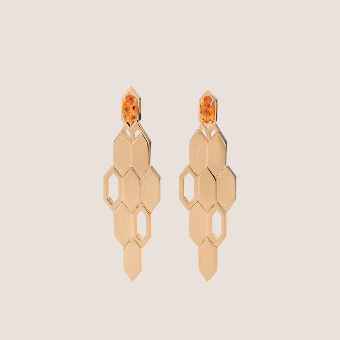 Formes Hexagone Citrine Drop Earrings