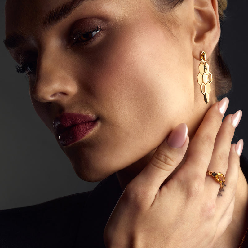 Formes Hexagone 18k Gold Vermeil Citrine Drop Earrings