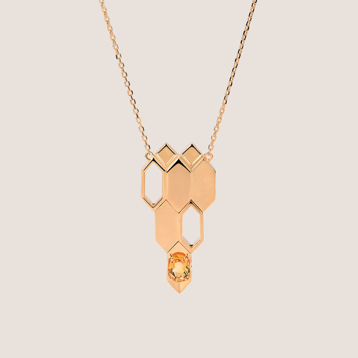 Formes Hexagone Citrine Charm Necklace