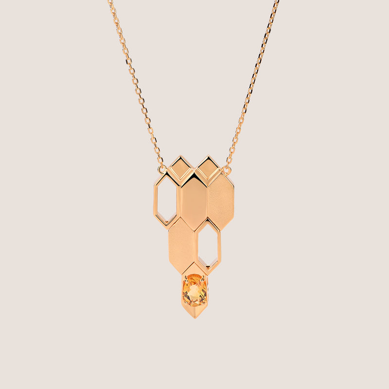 Formes Hexagone Citrine Charm Necklace
