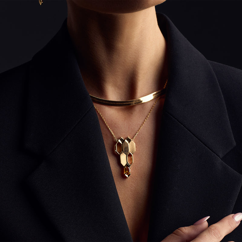 Formes Hexagone 18k Gold Vermeil Citrine Charm Necklace
