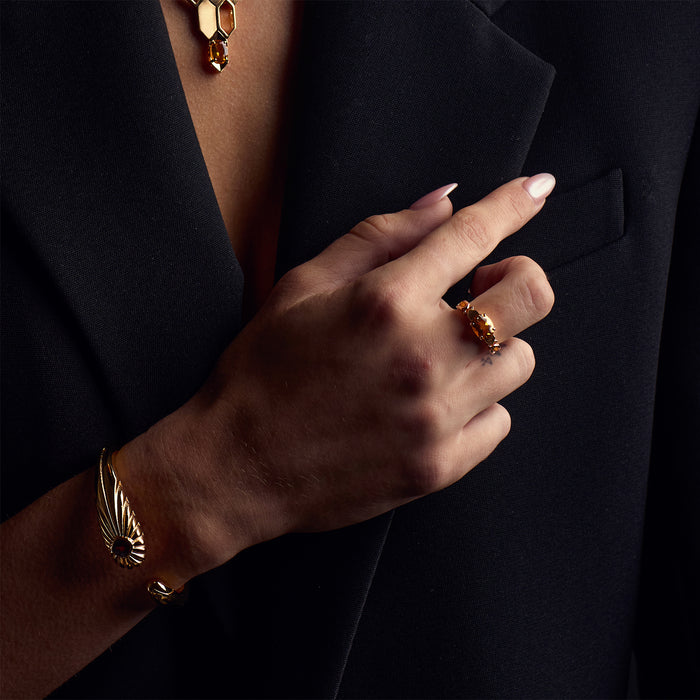 Formes Hexagone 18k Gold Vermeil Citrine Ring