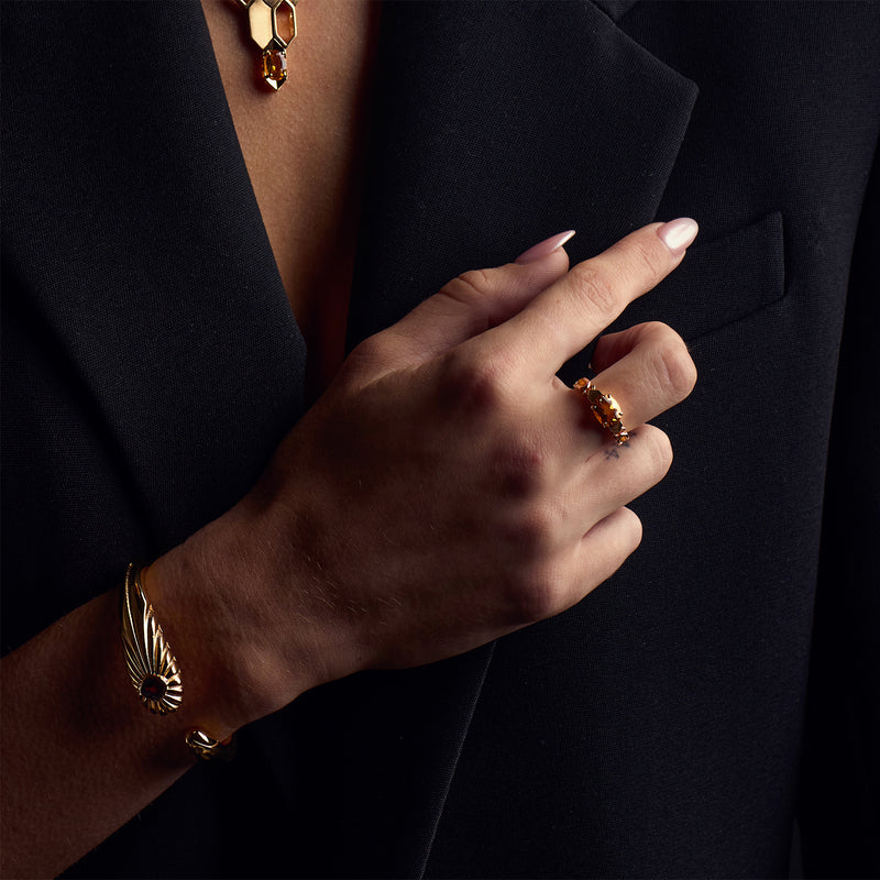 Formes Hexagone 18k Gold Vermeil Citrine Ring