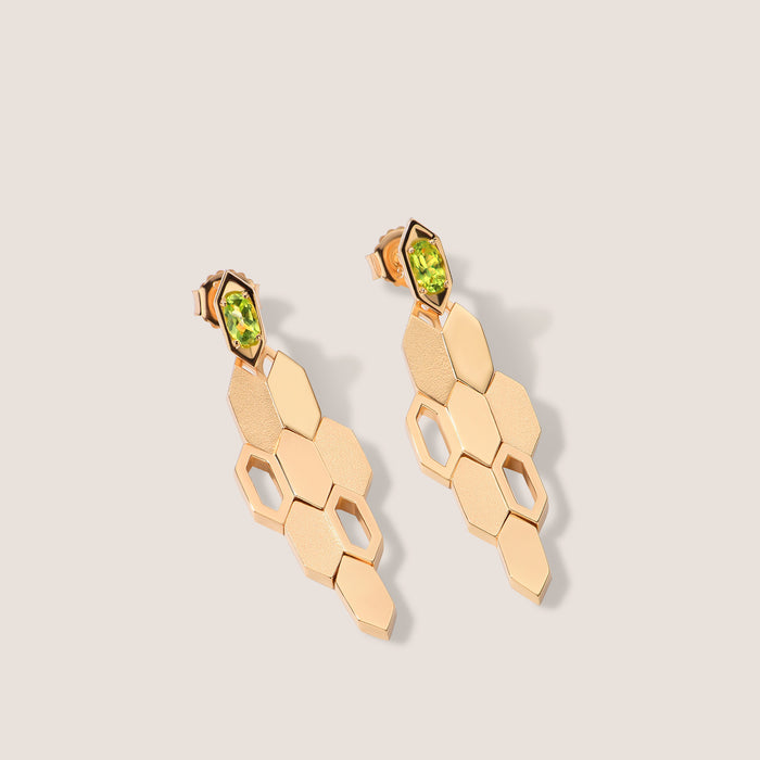 Formes Hexagone Peridot Drop Earrings
