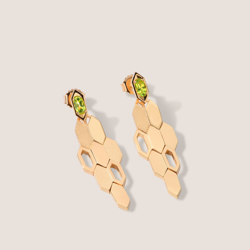 Formes Hexagone Peridot Drop Earrings
