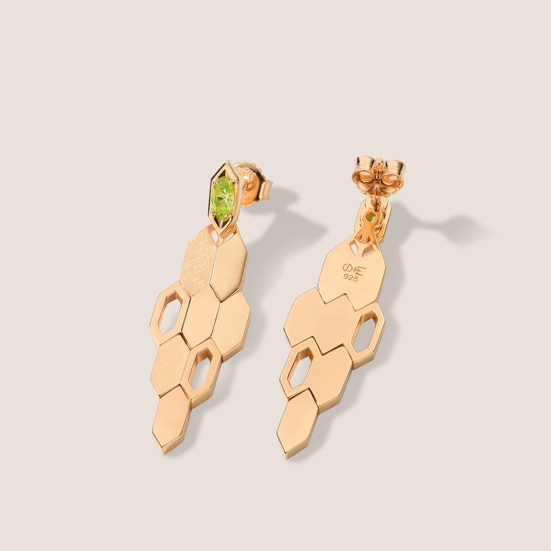 Formes Hexagone Peridot Drop Earrings