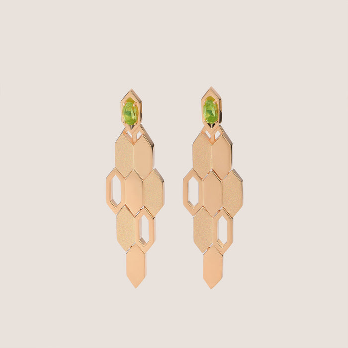Formes Hexagone Peridot Drop Earrings