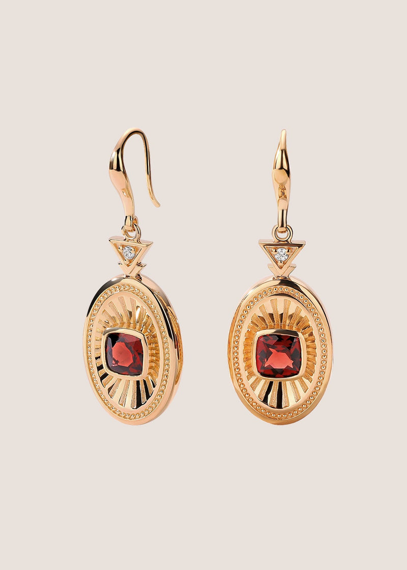 Rayons de Lumière 18k Gold Vermeil Garnet Drop Earrings