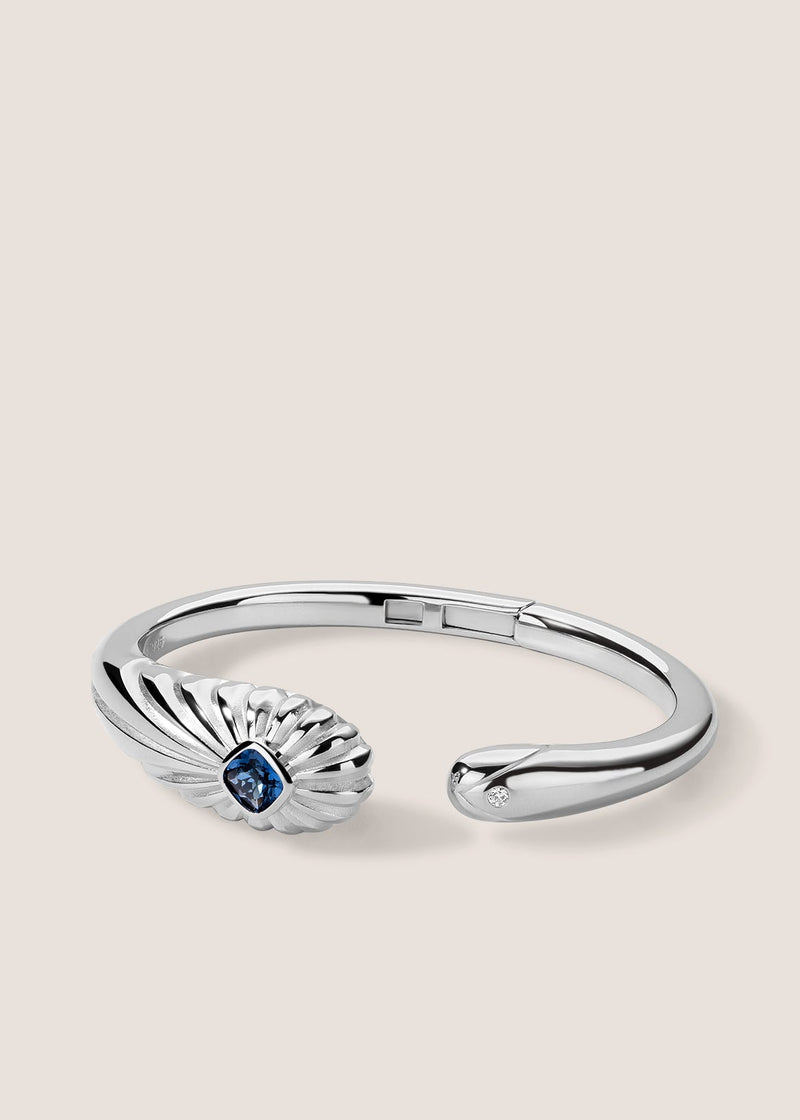 Rayons de Lumière 18k Gold Vermeil Blue Topaz Silver Bangle Bracelet