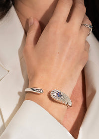 Rayons de Lumière 18k Gold Vermeil Blue Topaz Silver Bangle Bracelet