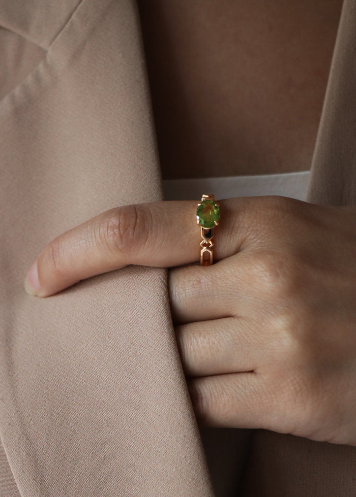 Formes Hexagone 18k Gold Vermeil Peridot Ring