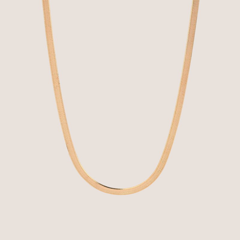 18k Gold Vermeil Herringbone Chain Necklace